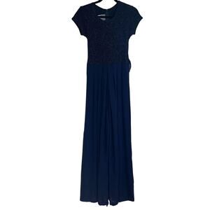 Vintage Rabbit Designs Womens Sz 6 Formal Jumpsuit Navy Blue Glitter